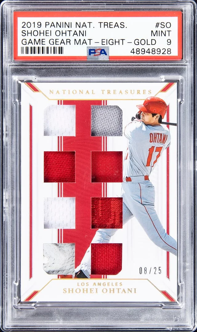 2019 Panini National Treasures Shohei Ohtani Game Gear Materials Eight Gold #GGMS-SO card image