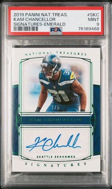 2019 Panini National Treasures Signatures Emerald Skc Kam Chancellor #no-number card image
