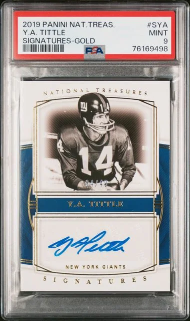 2019 Panini National Treasures Signatures Gold Sya Y.A. Tittle #no-number card image