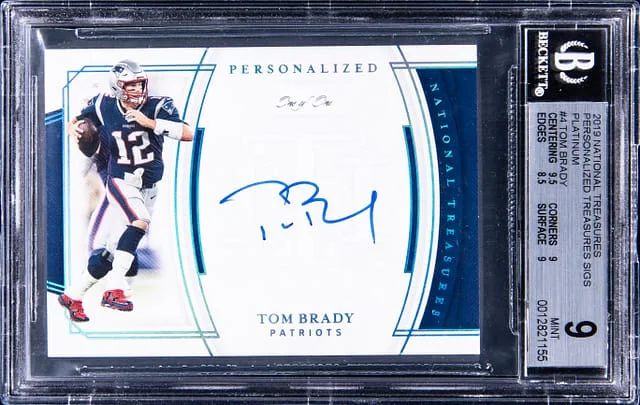 2019 Panini National Treasures Tom Brady Personalized Treasures Signatures Platinum #4 card image