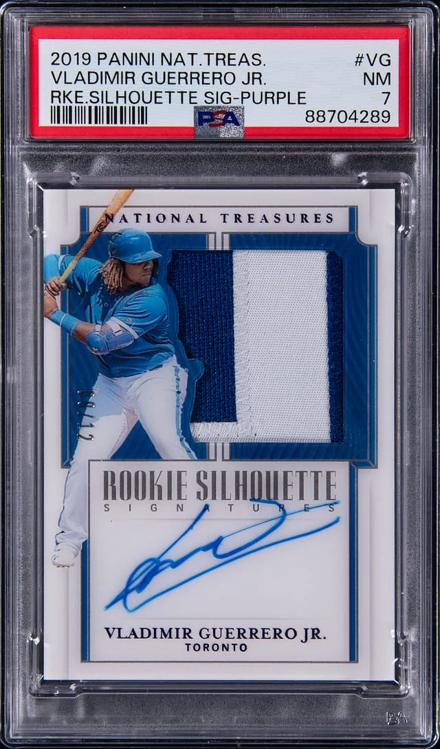 2019 Panini National Treasures Vladimir Guerrero Jr. Silhouette Signature Purple #RSS-VG card image