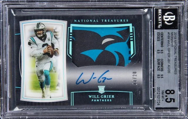 2019 Panini National Treasures Will Grier Patch Autographs (RPA) Midnight #169 card image