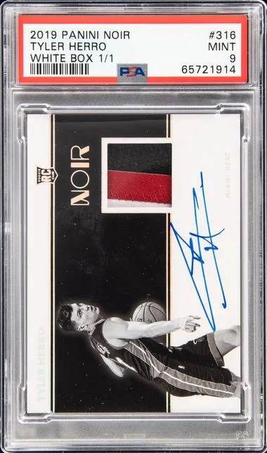 2019 Panini Noir 316 Tyler Herro White Box #1/1 card image