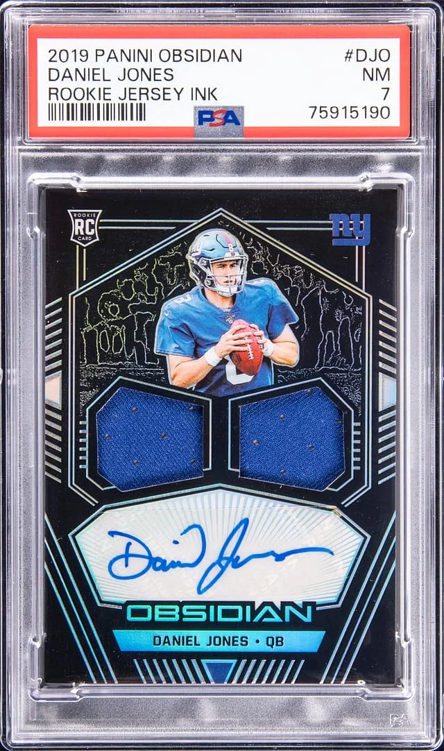 2019 Panini Obsidian Daniel Jones Jersey Ink #RJI-DJO card image