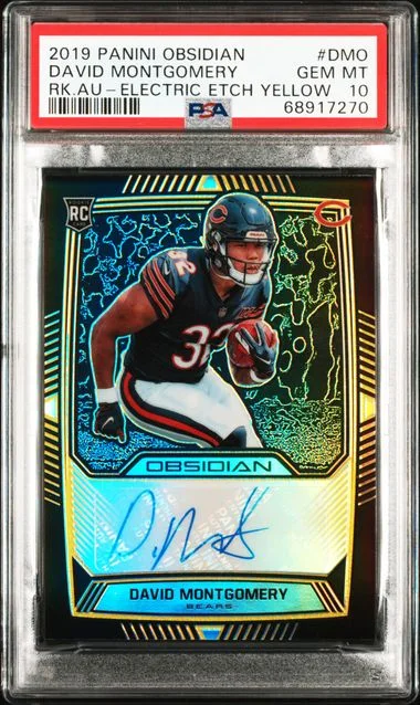 2019 Panini Obsidian David Montgomery Autographs Electric Etch Yellow #RA-DMO card image