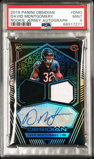 2019 Panini Obsidian David Montgomery Jersey Autos #RJI-DMO card image