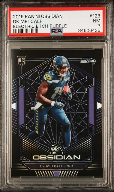 2019 Panini Obsidian Dk Metcalf Electric Etch Purple #128 card image