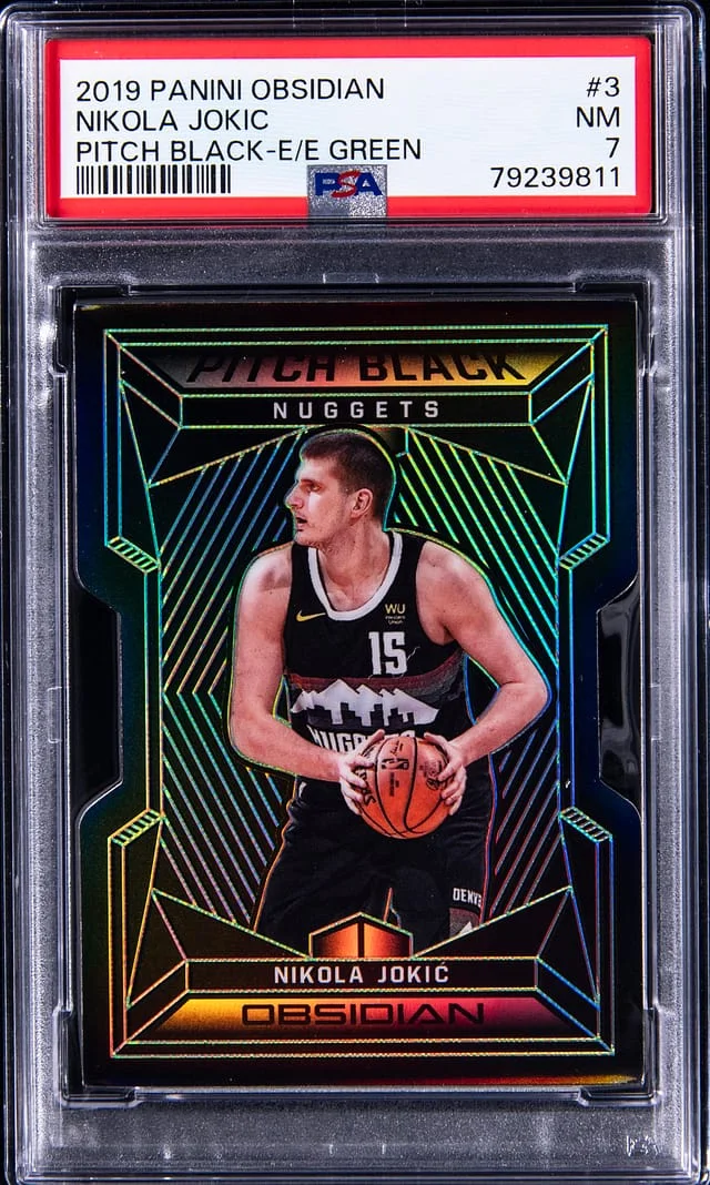2019 Panini Obsidian Nikola Jokic Pitch Black Electric Etch Green #3 card image