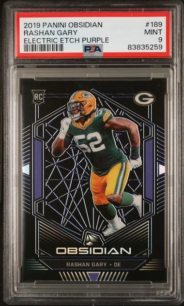 2019 Panini Obsidian Rashan Gary Electric Etch Purple #189 card image