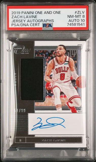 2019 Panini One and One Jersey Autographs Zlv Zach Lavine #no-number card image