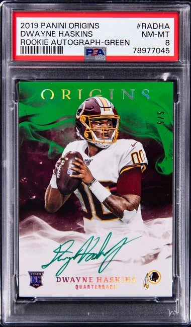 2019 Panini Origins Autographs Green Radha Dwayne Haskins #no-number card image
