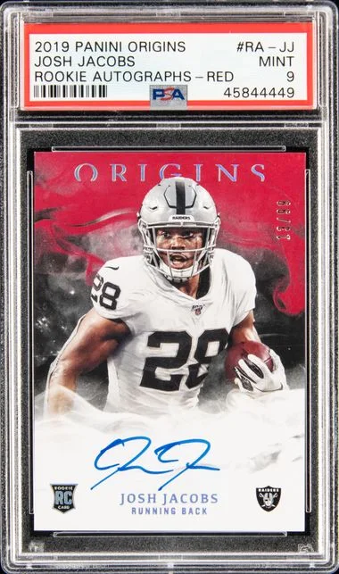 2019 Panini Origins Autographs Red Rajj Josh Jacobs #no-number card image