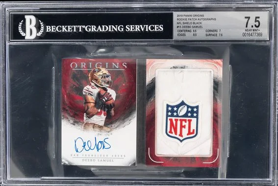 2019 Panini Origins Deebo Samuel Patch Autographs NFL Shield Patch #15 card image