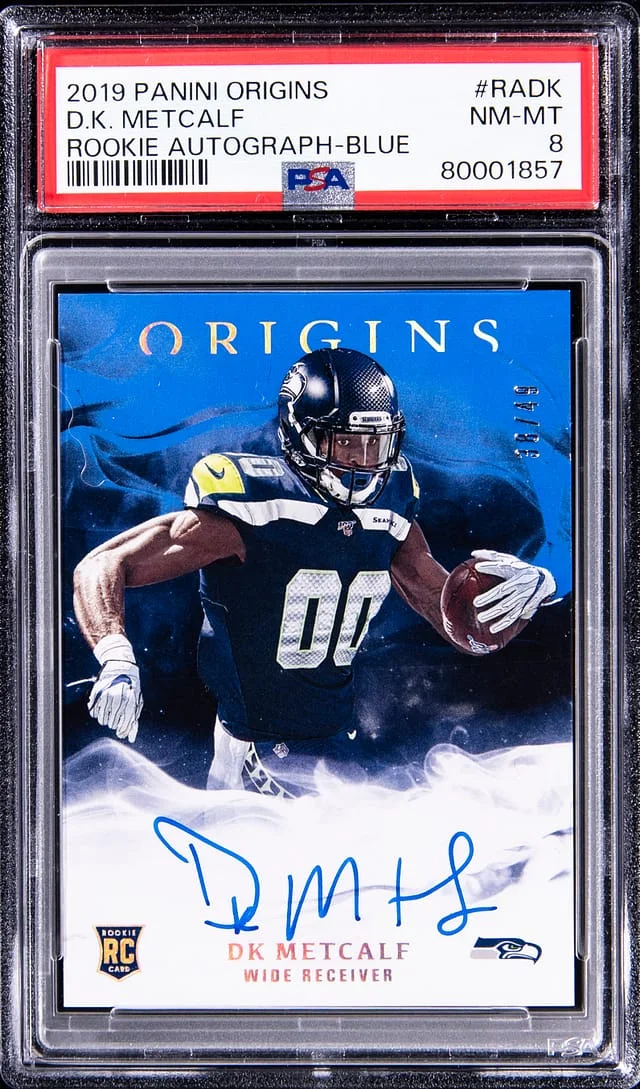 2019 Panini Origins DK Metcalf Autograph Blue #RA-DK card image