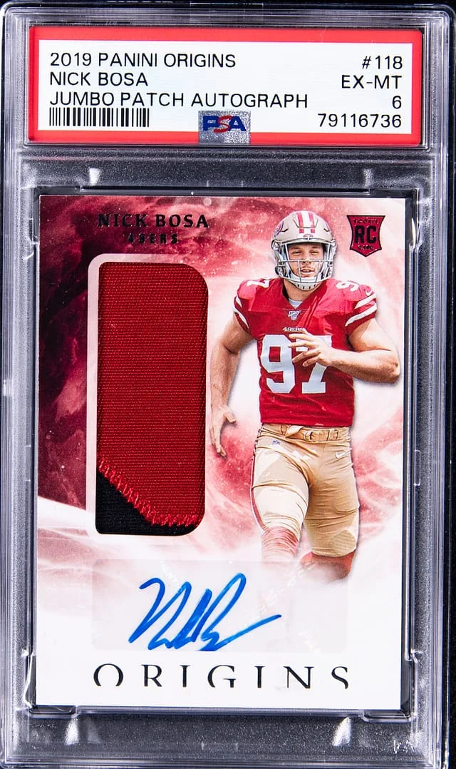 2019 Panini Origins Nick Bosa Jumbo Patch Autograph #118 card image