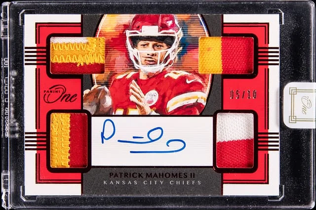 2019 Panini Patrick Mahomes II One Quad Patch Autographs Red #88 card image