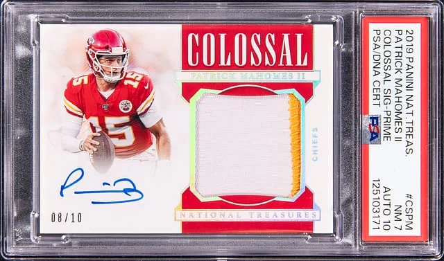 2019 Panini Patrick Mahomes II National Treasure Colossal Signature Prime #CS-PM card image
