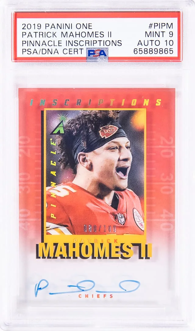 2019 Panini Patrick Mahomes II One Pinnacle Inscriptions #PI-PM card image