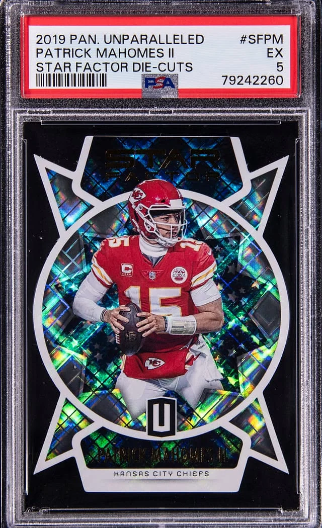 2019 Panini Patrick Mahomes II Unparalleled Star Factor Die-Cuts Galactic #SF-PM card image