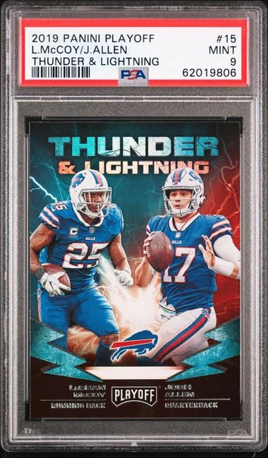 2019 Panini Playoff Josh Allen/Lesean Mccoy Thunder & Lightning #15 card image
