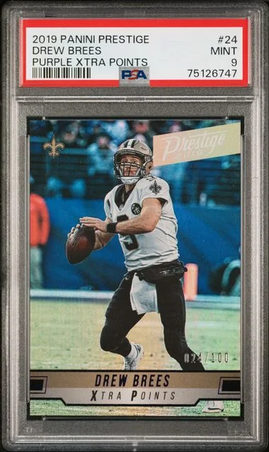 2019 Panini Prestige Drew Brees Purple Xtra Points #24 card image