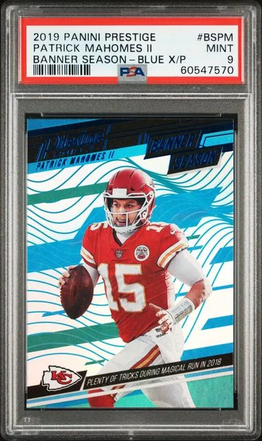 2019 Panini Prestige Patrick Mahomes II Banner Season Blue Xtra Points #BSPM card image