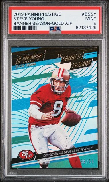 2019 Panini Prestige Steve Young Banner Season Gold Xtra Points #BSSY card image