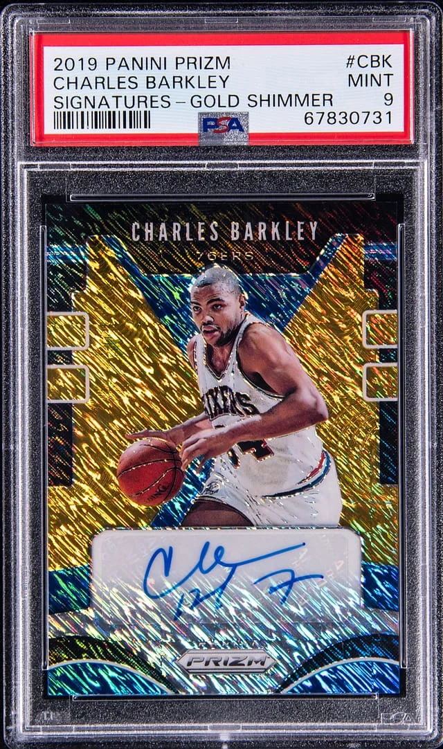 2019 Panini Prizm Charles Barkley Signatures Gold Shimmer #CBK card image