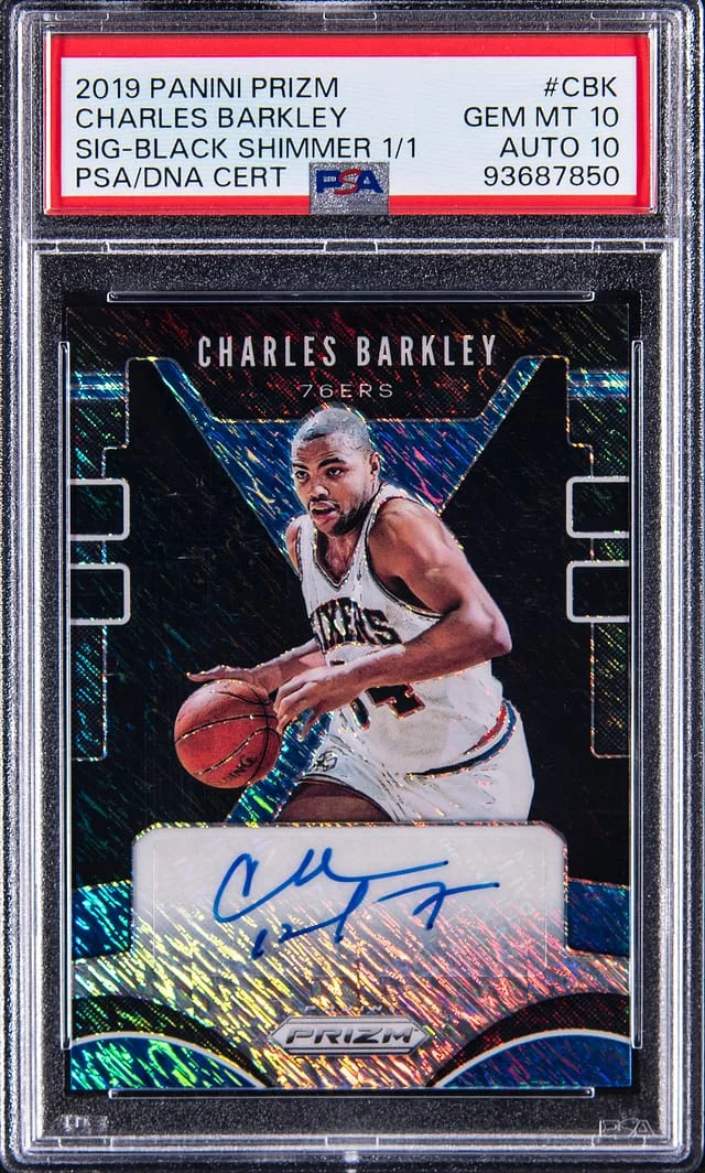 2019 Panini Prizm Charles Barkley Signature Black Shimmer #SG-CBK card image