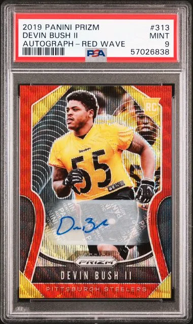 2019 Panini Prizm Devin Bush II Autograph-Red Wave #313 card image