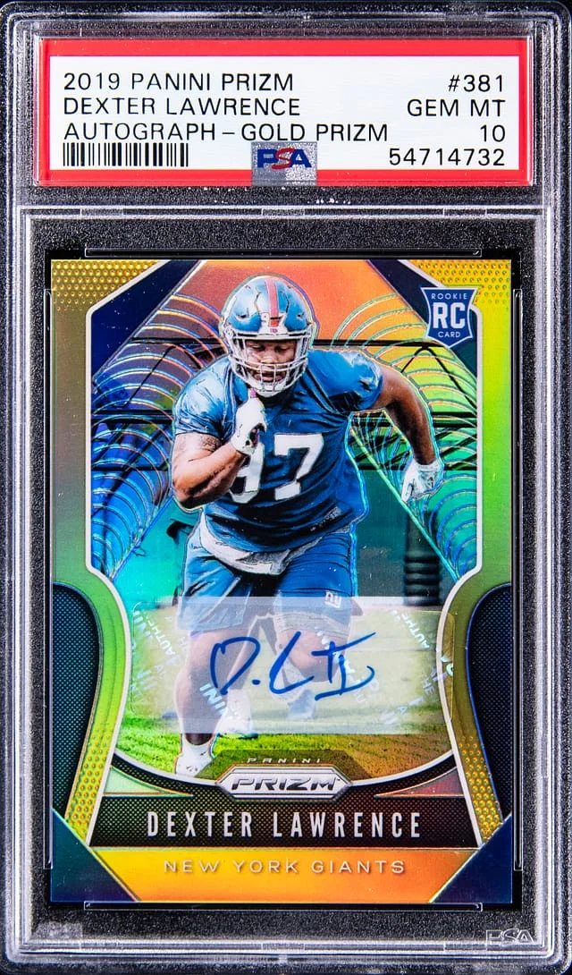 2019 Panini Prizm Dexter Lawrence Autograph Gold Prizm #381 card image