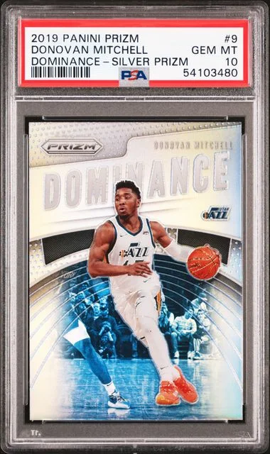2019 Panini Prizm Donovan Mitchell Dominance Silver Prizm #9 card image
