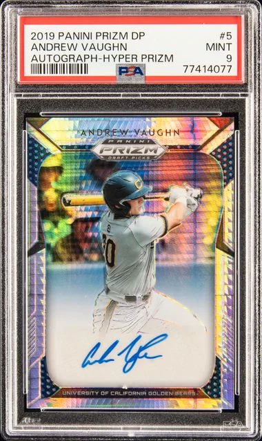 2019 Panini Prizm Draft Picks Andrew Vaughn Autograph Hyper Prizm #5 card image