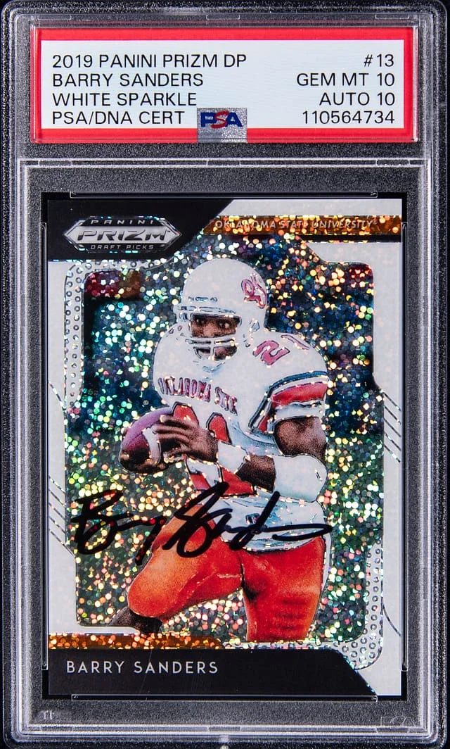 2019 Panini Prizm Draft Picks Barry Sanders White Sparkle #13 card image