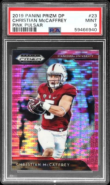 2019 Panini Prizm Draft Picks Christian Mccaffrey Pink Pulsar #23 card image