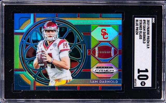 2019 Panini Prizm Draft Picks Sam Darnold Stained Glass Blue Prizm #93 card image