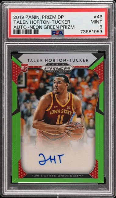 2019 Panini Prizm Draft Picks Talen Horton-Tucker Autographs Neon Green Prizm #46 card image
