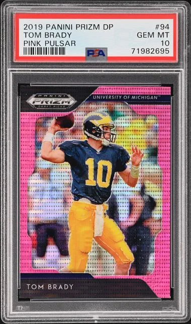 2019 Panini Prizm Draft Picks Tom Brady Pink Pulsar #94 card image