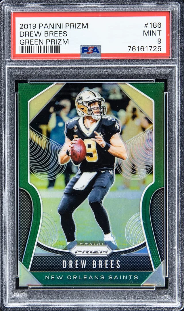 2019 Panini Prizm Drew Brees Green Prizm #186 card image