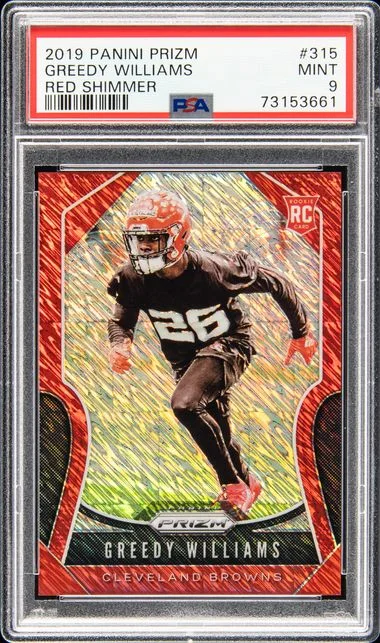 2019 Panini Prizm Greedy Williams Red Shimmer #315 card image