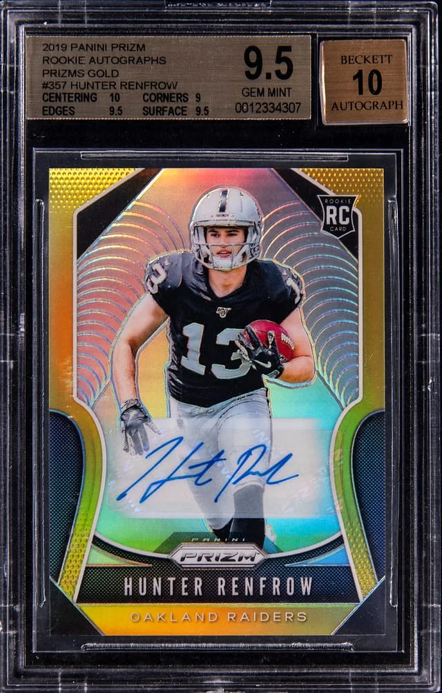 2019 Panini Prizm Hunter Renfrow Autograph Gold Prizm #357 card image