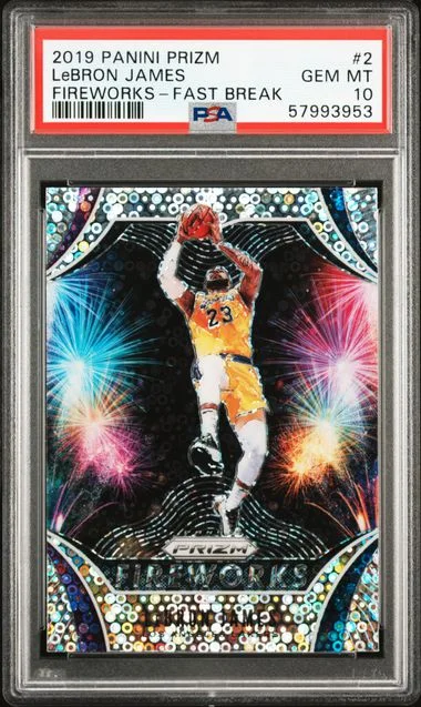 2019 Panini Prizm LeBron James Fireworks #2 card image