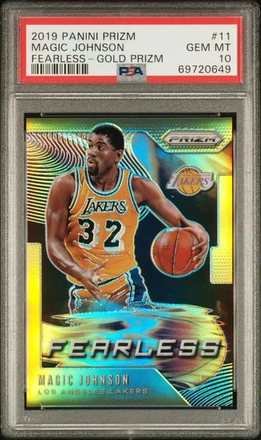 2019 Panini Prizm Magic Johnson Fearless Gold Prizm #11 card image
