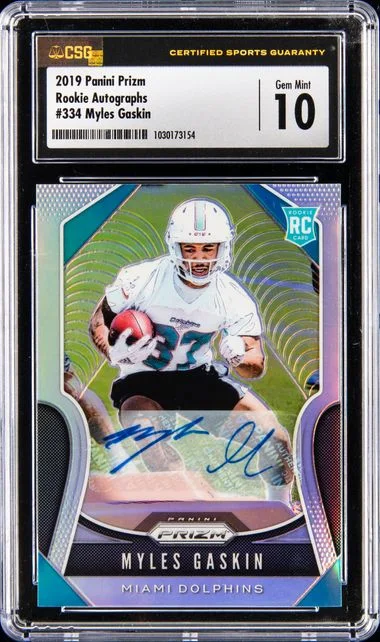 2019 Panini Prizm Myles Gaskin Autograph #334 card image