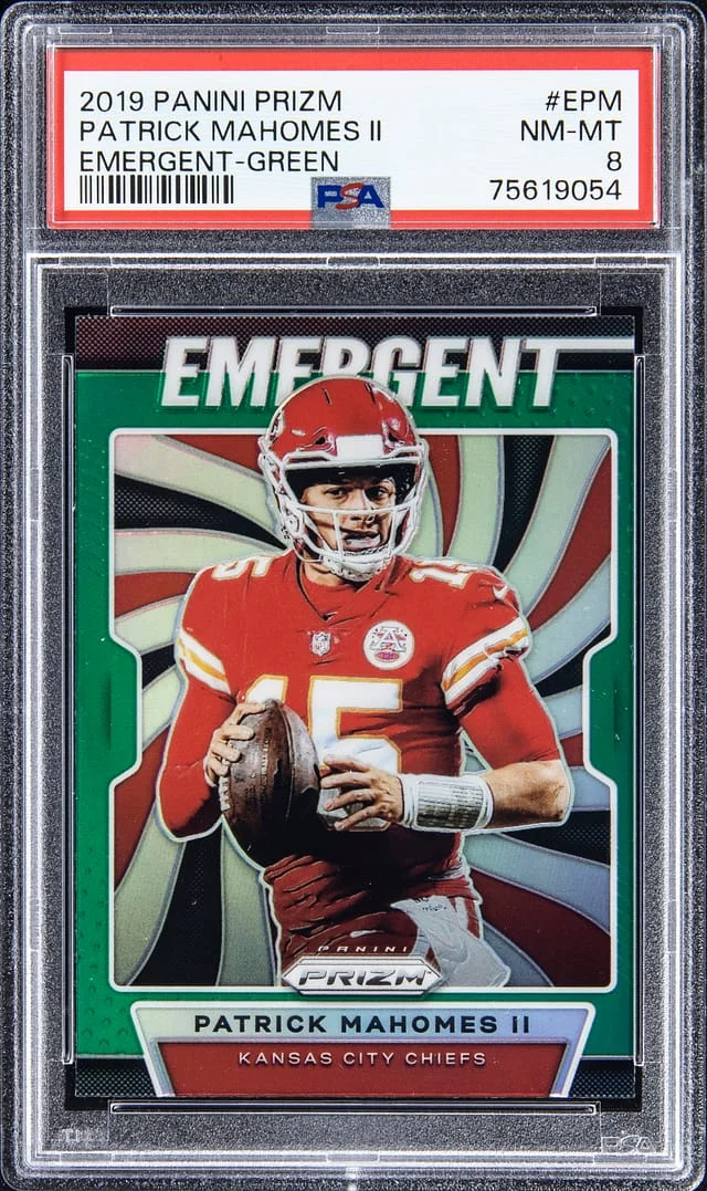 2019 Panini Prizm Patrick Mahomes II Emergent Green #EPM card image