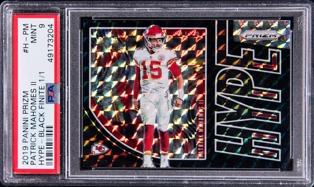 2019 Panini Prizm Patrick Mahomes II Hype Black Finite Prizm #H-PM card image