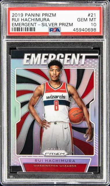 2019 Panini Prizm Rui Hachimura Emergent Silver Prizm #21 card image