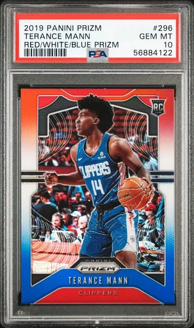 2019 Panini Prizm Terance Mann Red/White/Blue Prizm #296 card image