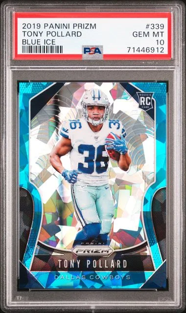 2019 Panini Prizm Tony Pollard Blue Ice #339 card image