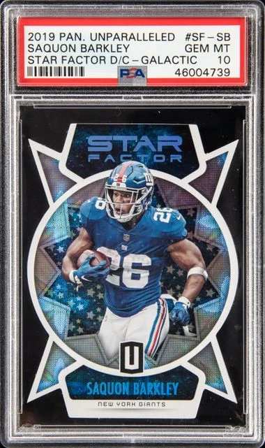 2019 Panini Saquon Barkley Unparalleled Star Factor Die-Cuts Galactic #SF-SB card image